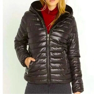 NWT BUFFALO DAVID BITTON REVERSIBLE
SHINY PUFFER JACKET FUR LINED BLACK
SZ XS
